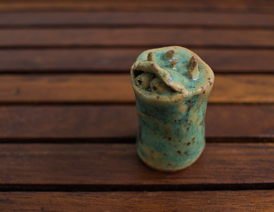 Can-eye? the Shy Guy - Ceramic tea pet