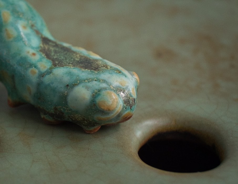 Green Tea Leafholer the Caterpillar Ceramic Tea Pet