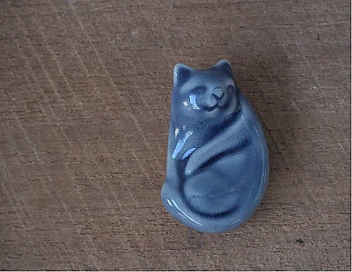 Laying Cat Ceramic Tea Pet, Dark Blue Laying Cat Ceramic Tea Pet, Dark Blue