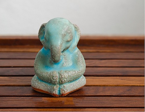 Ganesha Ceramic Tea Pet, Rusty Glaze
